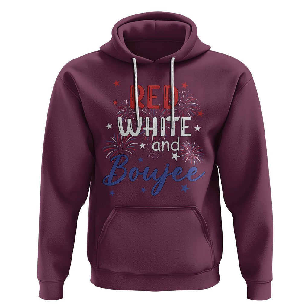 Funny 4th Of July Hoodie Red White And Boujee Fireworks Retro America TS02 Maroon Printyourwear