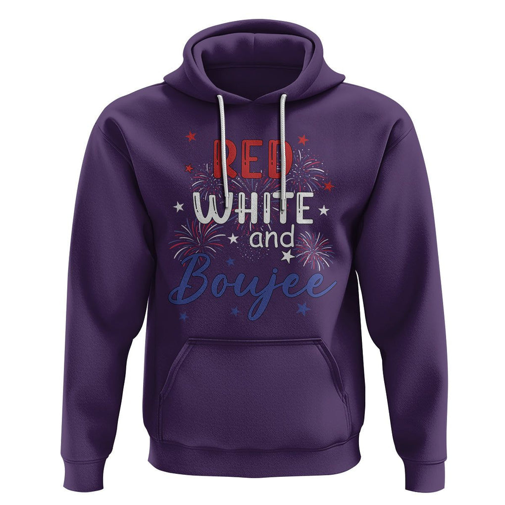 Funny 4th Of July Hoodie Red White And Boujee Fireworks Retro America TS02 Purple Printyourwear