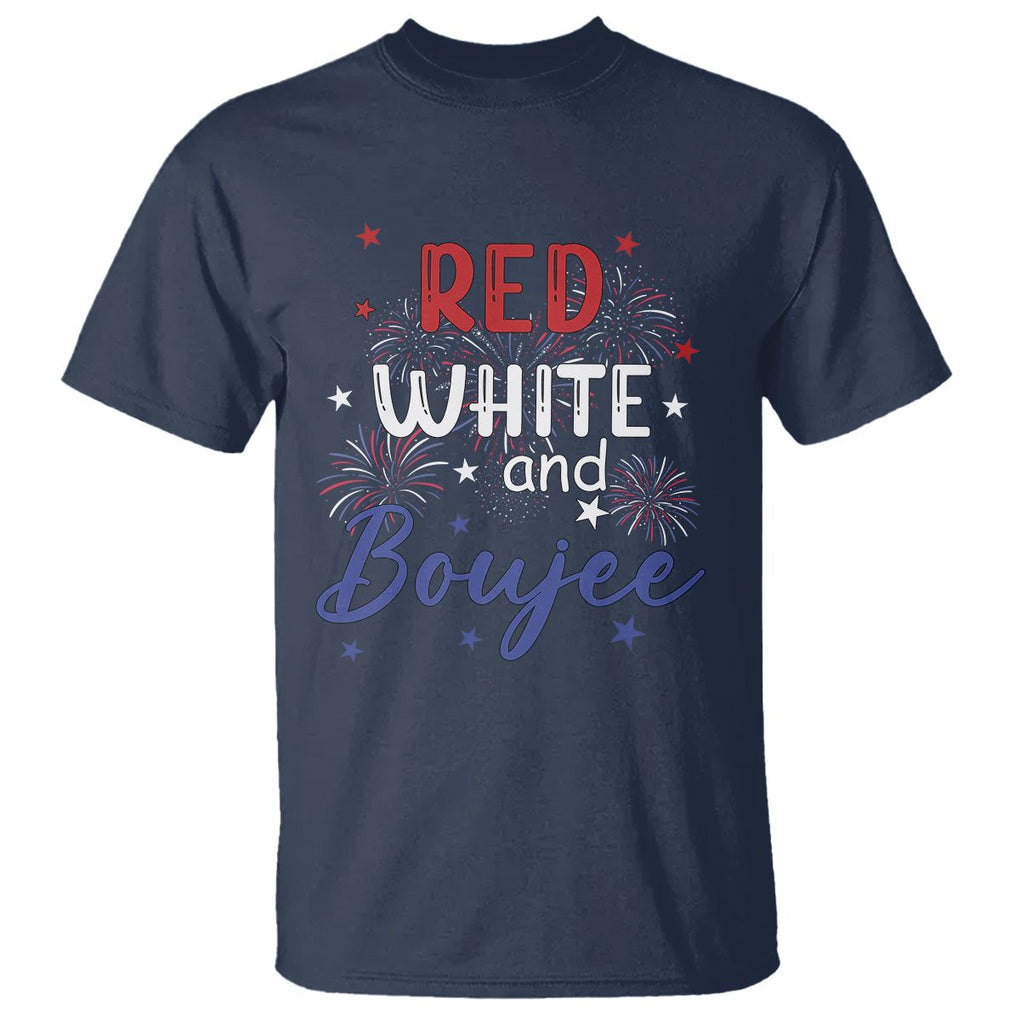 Funny 4th Of July T Shirt Red White And Boujee Fireworks Retro America TS02 Navy Printyourwear