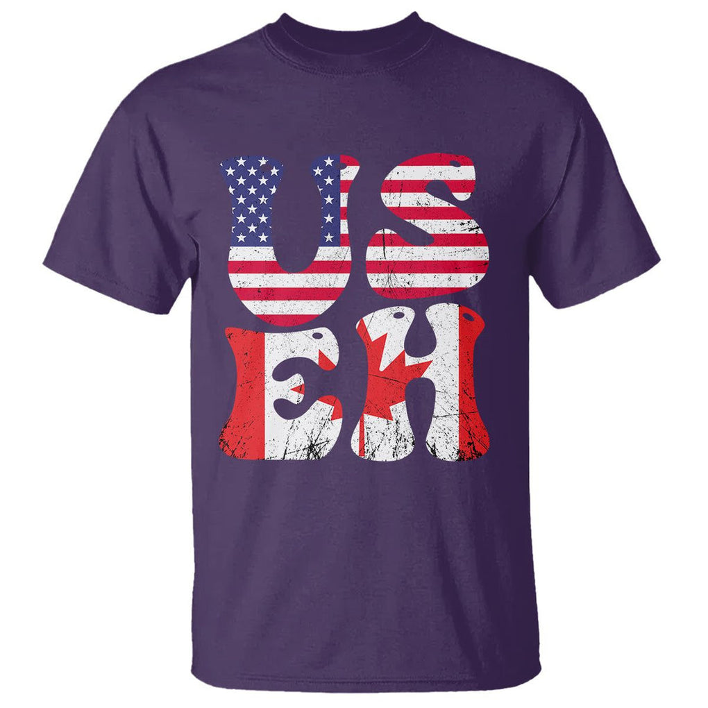 America Canada T Shirt Funny US EH Canadian American Flag Canada's Day Maple Leaf TS02 Purple Printyourwear