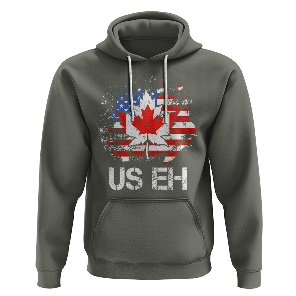 America Canada Hoodie Funny US EH Maple Leaf Canadian American Flag Canada's Day TS02 Military Green Printyourwear
