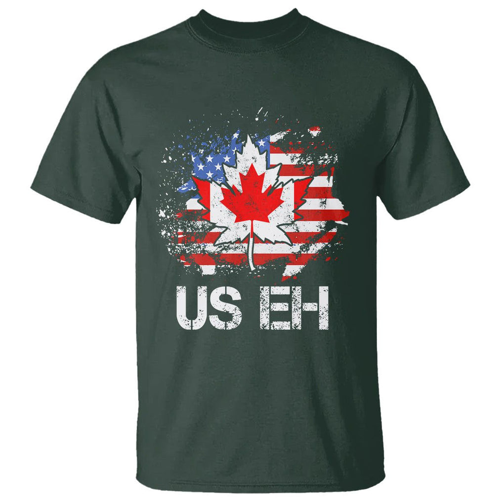 America Canada T Shirt Funny US EH Maple Leaf Canadian American Flag Canada's Day TS02 Dark Forest Green Printyourwear