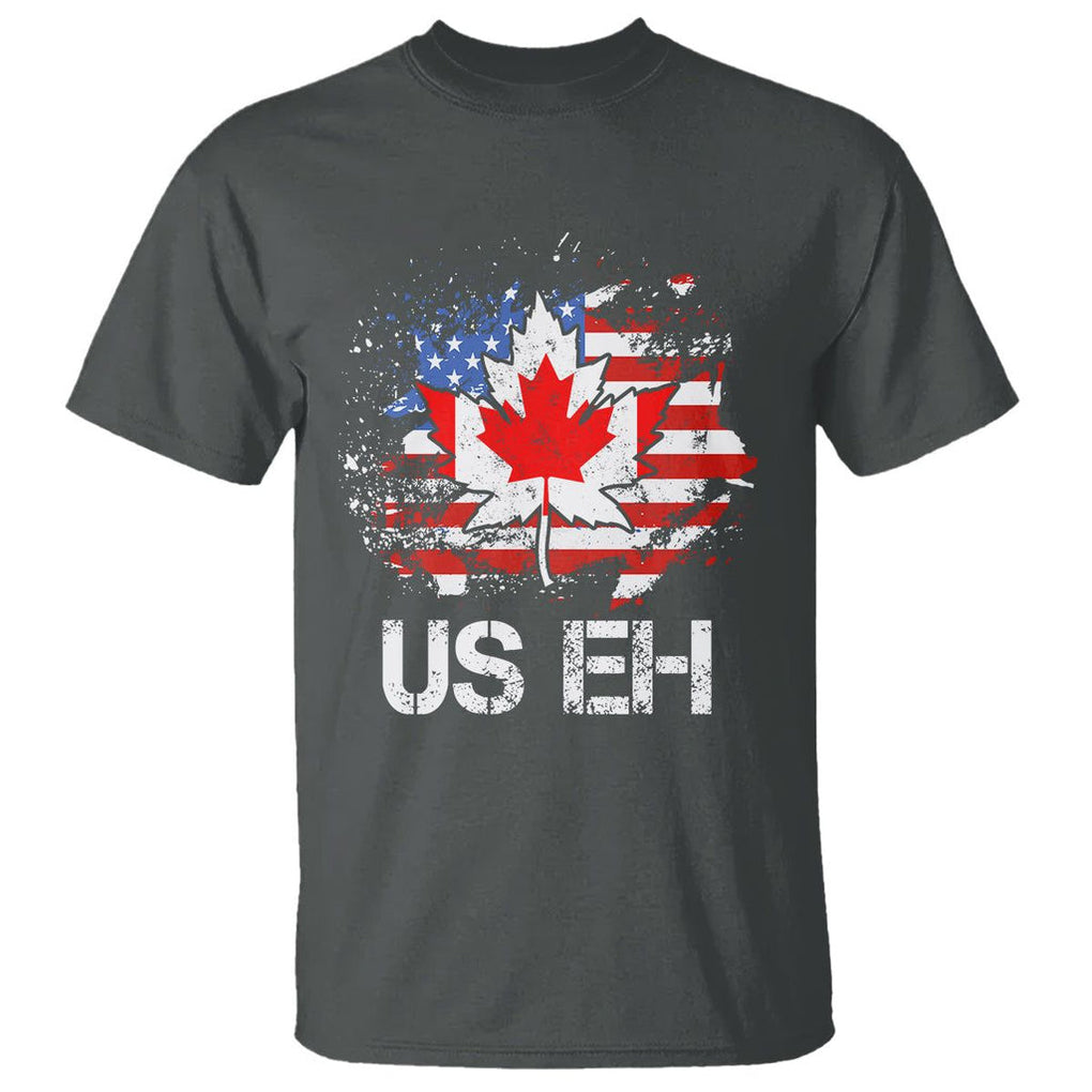 America Canada T Shirt Funny US EH Maple Leaf Canadian American Flag Canada's Day TS02 Dark Heather Printyourwear