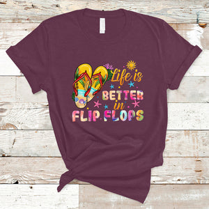Summer Vibes T Shirt Life Is Better In Flip Flops Hello Summer Vacation Beach Vibes TS02 Maroon Printyourwear