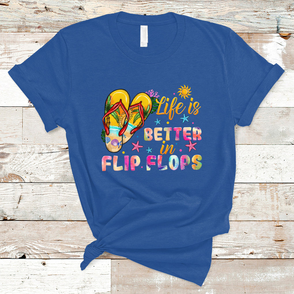 Summer Vibes T Shirt Life Is Better In Flip Flops Hello Summer Vacation Beach Vibes TS02 Royal Blue Printyourwear