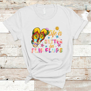 Summer Vibes T Shirt Life Is Better In Flip Flops Hello Summer Vacation Beach Vibes TS02 White Printyourwear