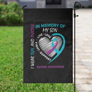 In Memory of My Son Suicide Awareness Garden Flag Teal and Purple Ribbon Remembrance Gift