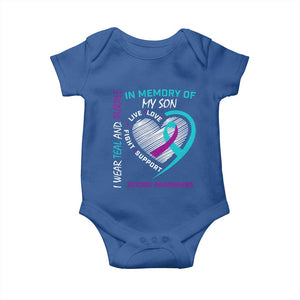In Memory of My Son Suicide Awareness Baby Onesie Teal and Purple Ribbon Remembrance Gift