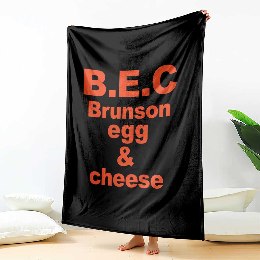 B.E.C. Brunson Egg and Cheese Sandwich Pun Throw Blanket Funny New York Bodega Breakfast Basketball Fan