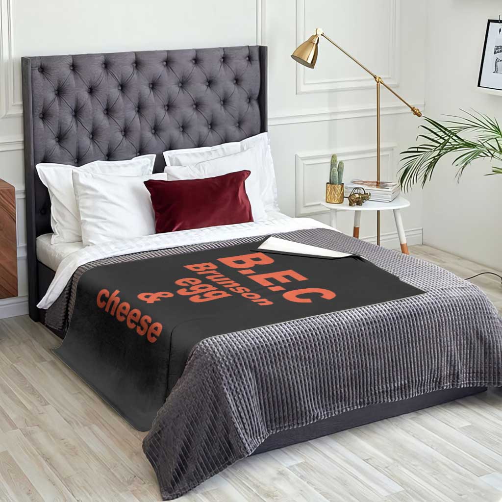 B.E.C. Brunson Egg and Cheese Sandwich Pun Throw Blanket Funny New York Bodega Breakfast Basketball Fan