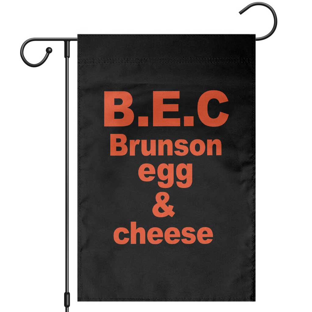 B.E.C. Brunson Egg and Cheese Sandwich Pun Garden Flag Funny New York Bodega Breakfast Basketball Fan