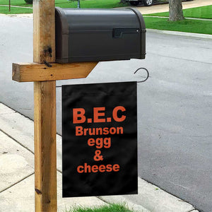 B.E.C. Brunson Egg and Cheese Sandwich Pun Garden Flag Funny New York Bodega Breakfast Basketball Fan