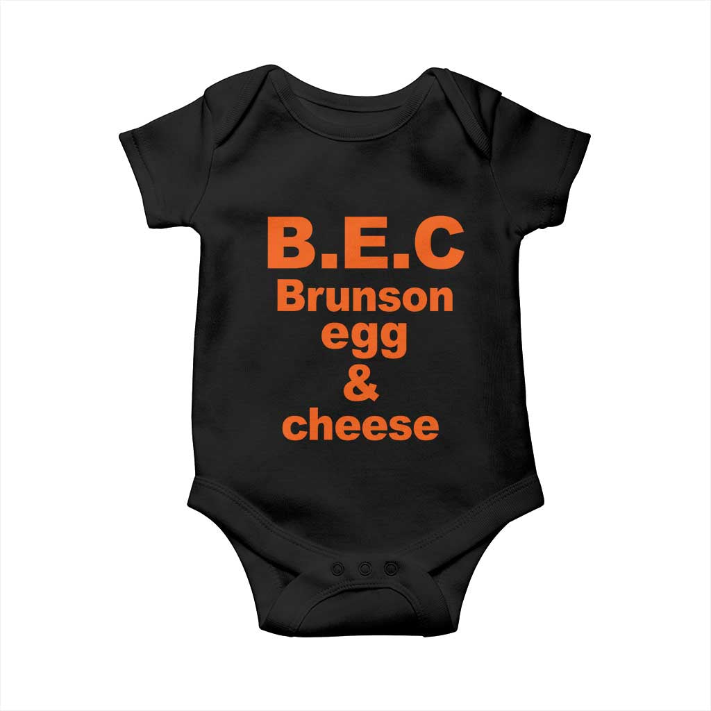 B.E.C. Brunson Egg and Cheese Sandwich Pun Baby Onesie Funny New York Bodega Breakfast Basketball Fan