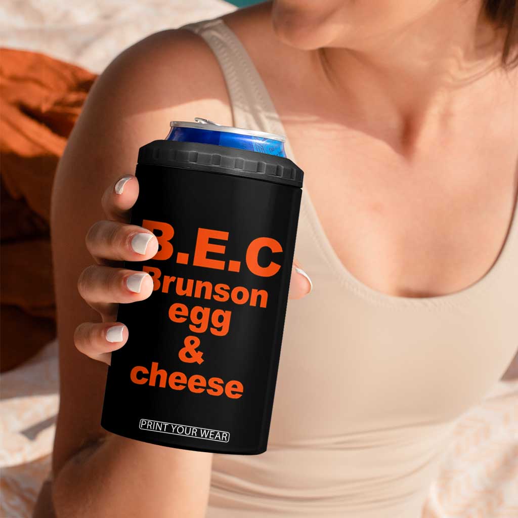 B.E.C. Brunson Egg and Cheese Sandwich Pun 4 in 1 Can Cooler Tumbler Funny New York Bodega Breakfast Basketball Fan
