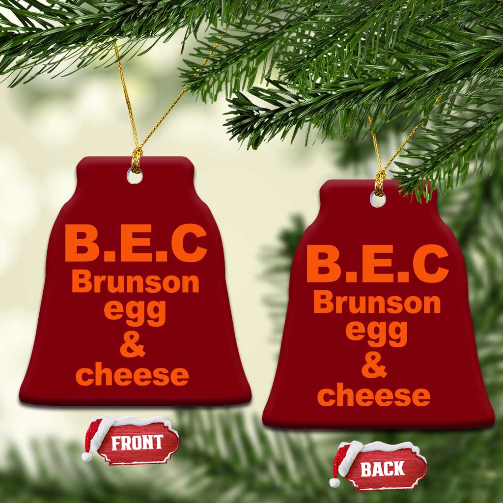 B.E.C. Brunson Egg and Cheese Sandwich Pun Ceramic Ornament Funny New York Bodega Breakfast Basketball Fan