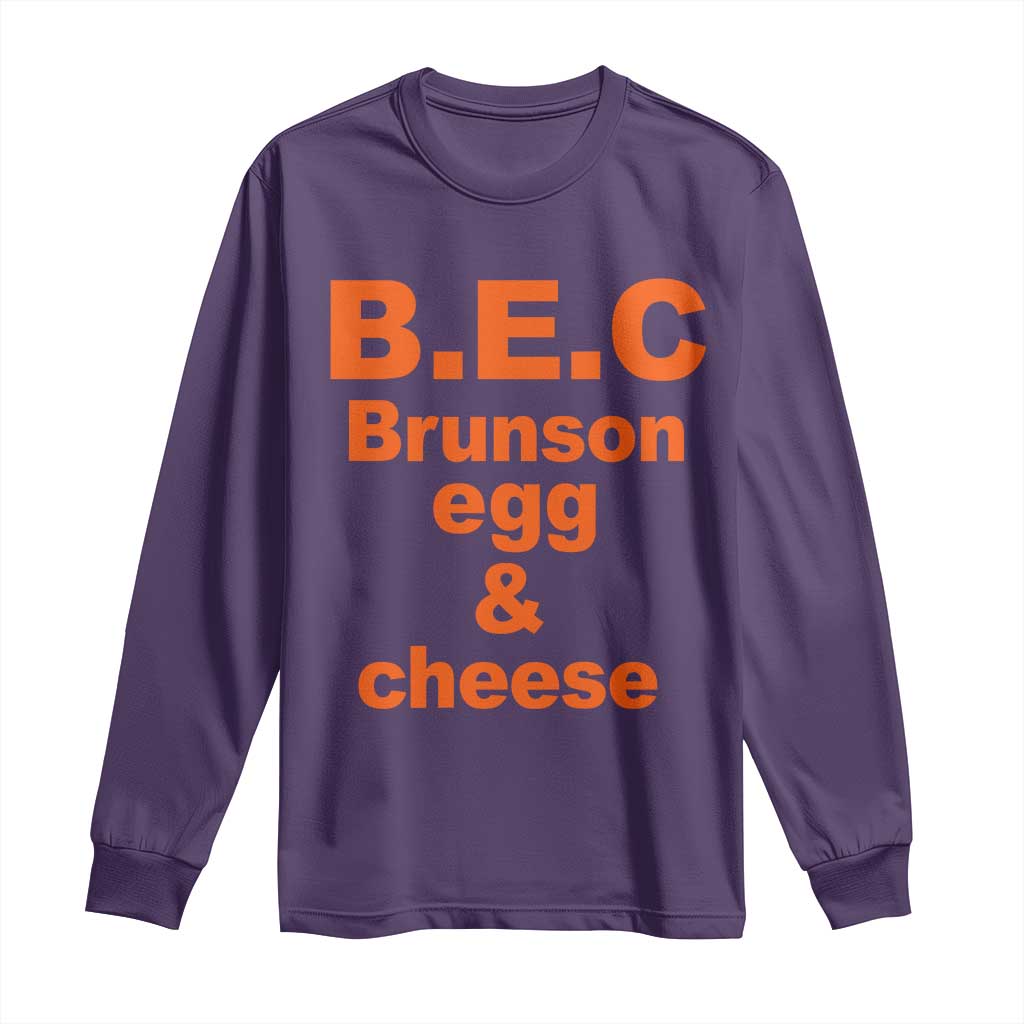 B.E.C. Brunson Egg and Cheese Sandwich Pun Long Sleeve Shirt Funny New York Bodega Breakfast Basketball Fan