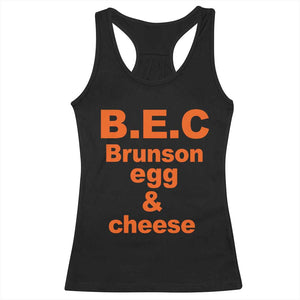 B.E.C. Brunson Egg and Cheese Sandwich Pun Racerback Tank Top Funny New York Bodega Breakfast Basketball Fan