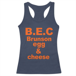 B.E.C. Brunson Egg and Cheese Sandwich Pun Racerback Tank Top Funny New York Bodega Breakfast Basketball Fan