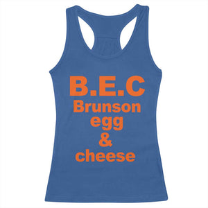 B.E.C. Brunson Egg and Cheese Sandwich Pun Racerback Tank Top Funny New York Bodega Breakfast Basketball Fan