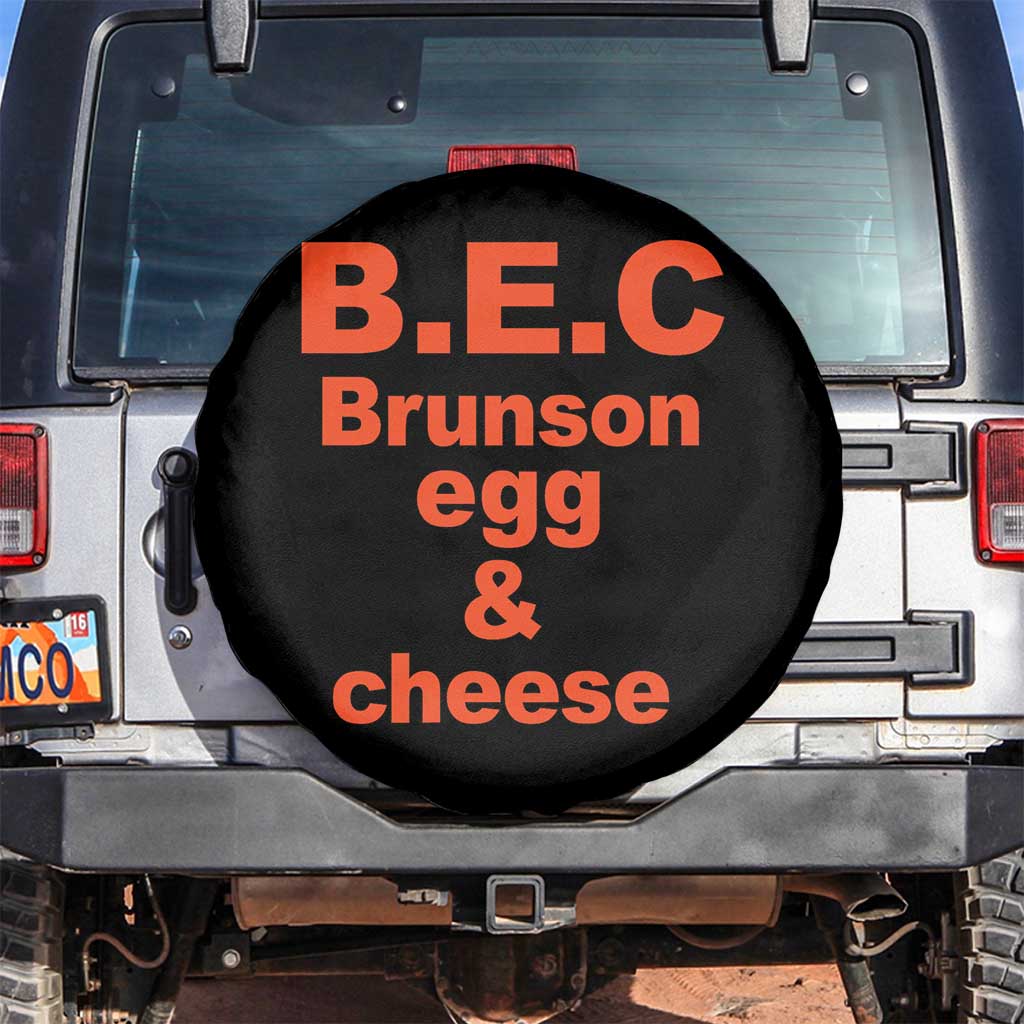 B.E.C. Brunson Egg and Cheese Sandwich Pun Spare Tire Cover Funny New York Bodega Breakfast Basketball Fan TS02 No hole Black Print Your Wear