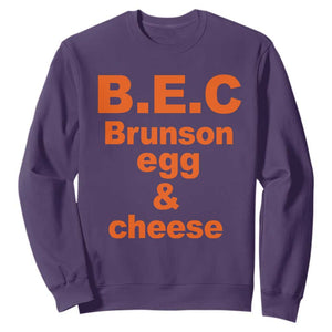 B.E.C. Brunson Egg and Cheese Sandwich Pun Sweatshirt Funny New York Bodega Breakfast Basketball Fan