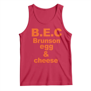 B.E.C. Brunson Egg and Cheese Sandwich Pun Tank Top Funny New York Bodega Breakfast Basketball Fan