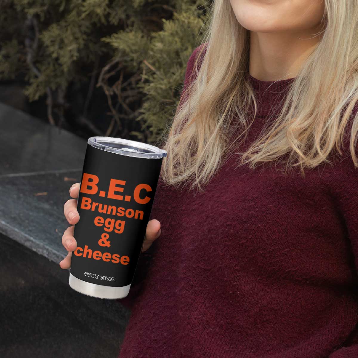 B.E.C. Brunson Egg and Cheese Sandwich Pun Tumbler Cup Funny New York Bodega Breakfast Basketball Fan