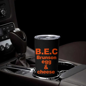 B.E.C. Brunson Egg and Cheese Sandwich Pun Tumbler Cup Funny New York Bodega Breakfast Basketball Fan