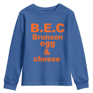 B.E.C. Brunson Egg and Cheese Sandwich Pun Youth Sweatshirt Funny New York Bodega Breakfast Basketball Fan