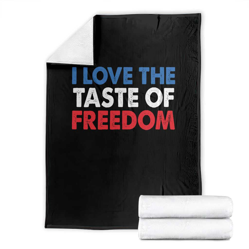 I Love The Taste Of Freedom Matching Couple Throw Blanket Funny Patriotic Red White and Blue 4th of July