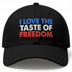 I Love The Taste Of Freedom Matching Couple Baseball Cap Funny Patriotic Red White and Blue 4th of July