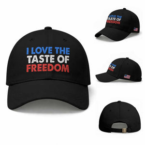I Love The Taste Of Freedom Matching Couple Baseball Cap Funny Patriotic Red White and Blue 4th of July