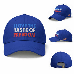 I Love The Taste Of Freedom Matching Couple Baseball Cap Funny Patriotic Red White and Blue 4th of July