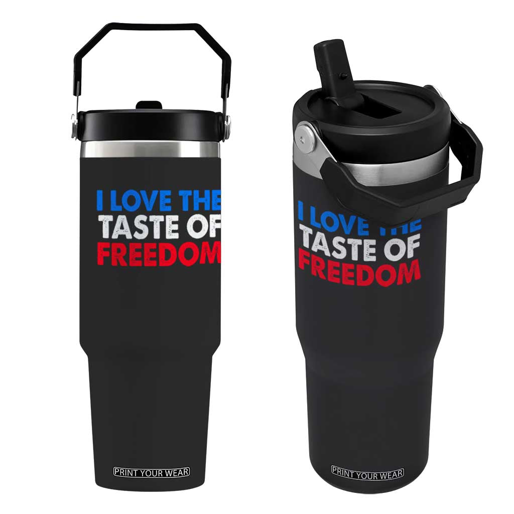 I Love The Taste Of Freedom Matching Couple Flip Straw Tumbler Funny Patriotic Red White and Blue 4th of July TS02 One Size: 30 oz Black Print Your Wear