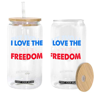 I Love The Taste Of Freedom Matching Couple Glass Can Funny Patriotic Red White and Blue 4th of July