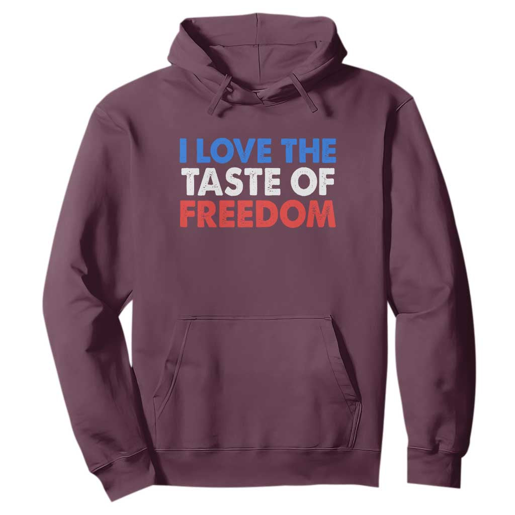 I Love The Taste Of Freedom Matching Couple Hoodie Funny Patriotic Red White and Blue 4th of July