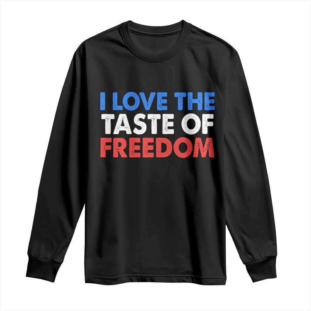 I Love The Taste Of Freedom Matching Couple Long Sleeve Shirt Funny Patriotic Red White and Blue 4th of July TS02 Black Print Your Wear