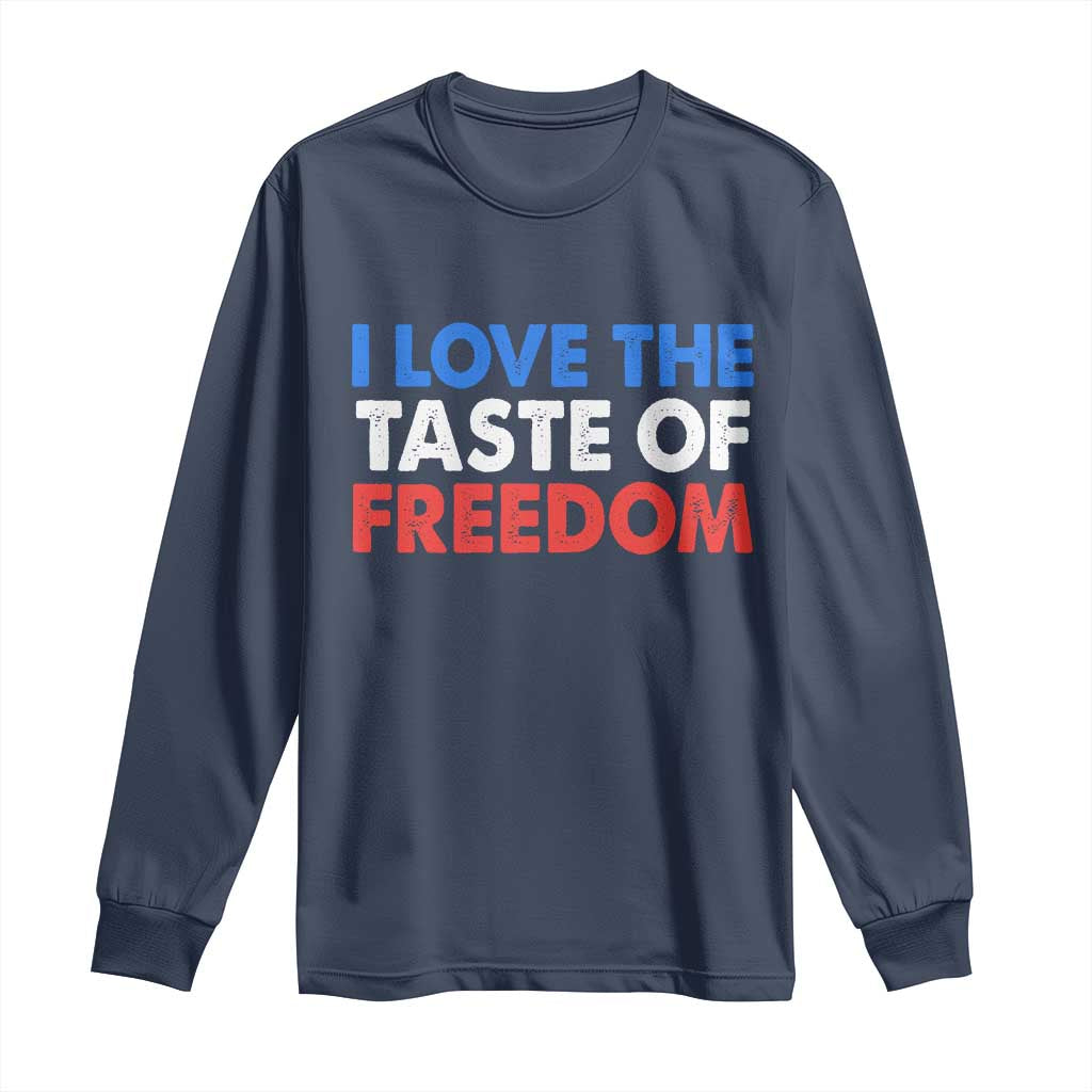 I Love The Taste Of Freedom Matching Couple Long Sleeve Shirt Funny Patriotic Red White and Blue 4th of July TS02 Navy Print Your Wear