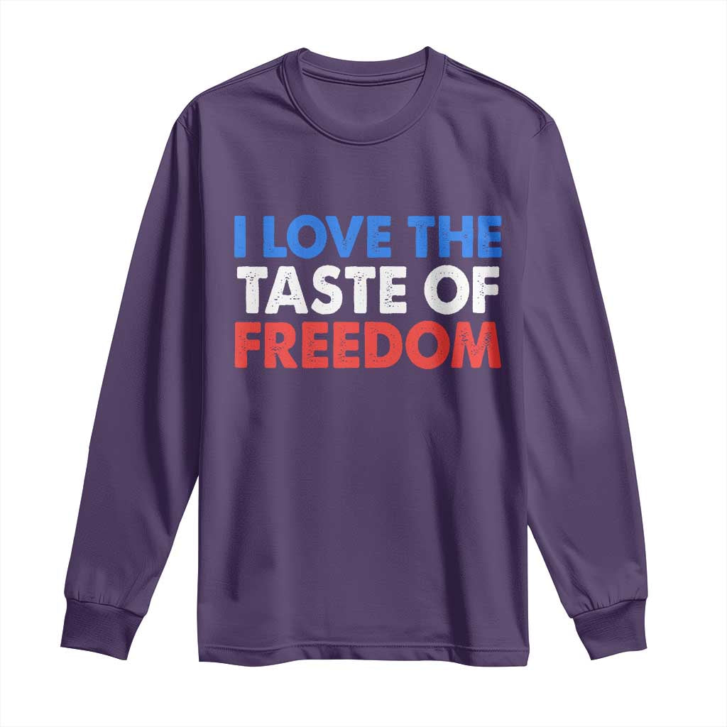 I Love The Taste Of Freedom Matching Couple Long Sleeve Shirt Funny Patriotic Red White and Blue 4th of July TS02 Purple Print Your Wear