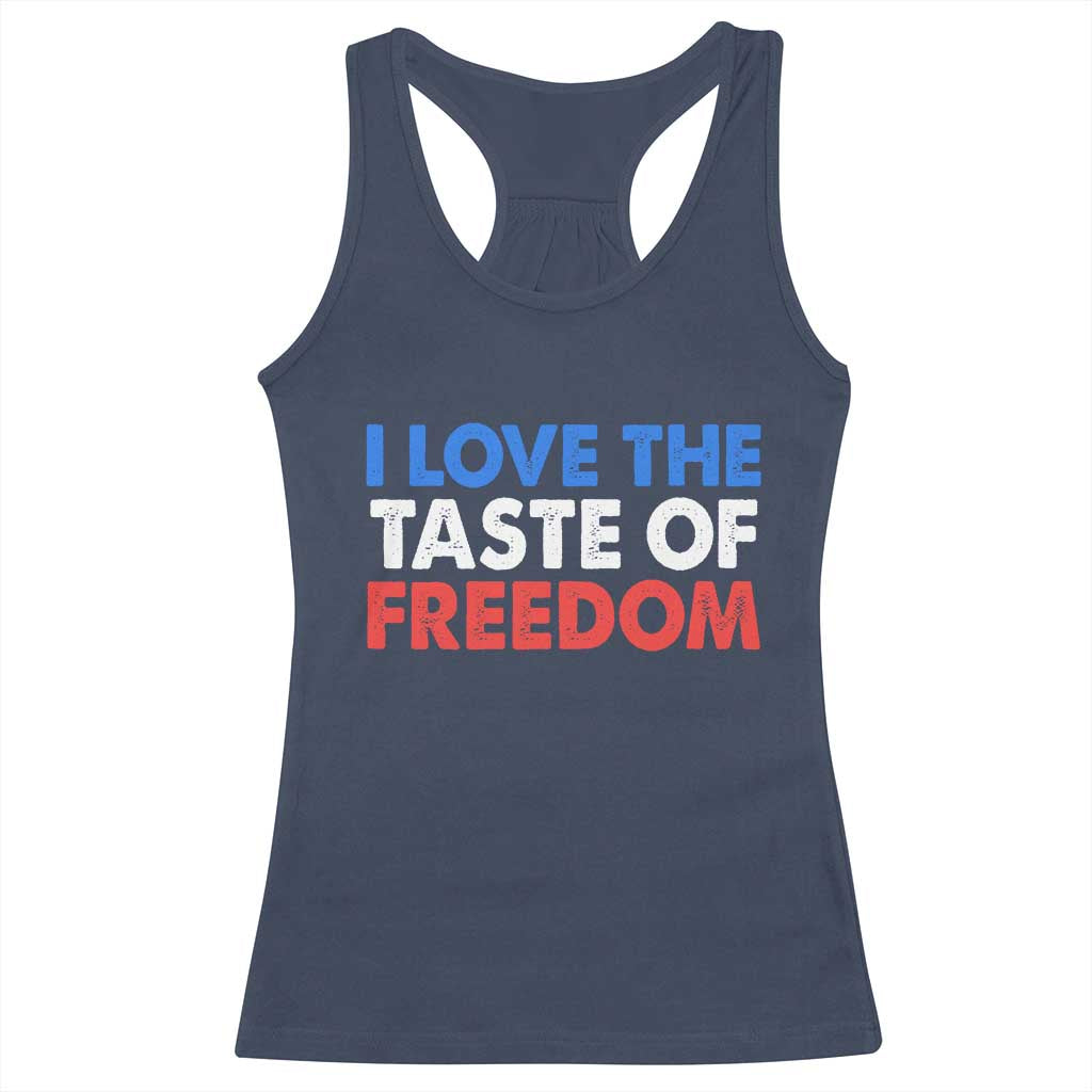 I Love The Taste Of Freedom Matching Couple Racerback Tank Top Funny Patriotic Red White and Blue 4th of July