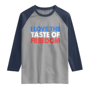 I Love The Taste Of Freedom Matching Couple Raglan Shirt Funny Patriotic Red White and Blue 4th of July