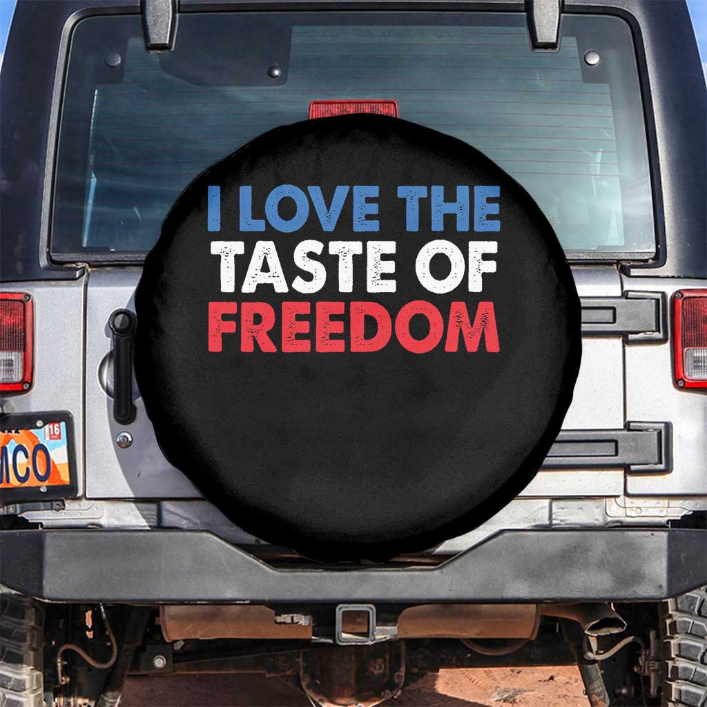 I Love The Taste Of Freedom Matching Couple Spare Tire Cover Funny Patriotic Red White and Blue 4th of July TS02 No hole Black Print Your Wear