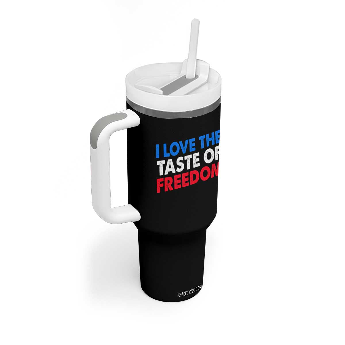 I Love The Taste Of Freedom Matching Couple Tumbler With Handle Funny Patriotic Red White and Blue 4th of July TS02 Print Your Wear
