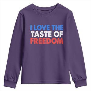 I Love The Taste Of Freedom Matching Couple Youth Sweatshirt Funny Patriotic Red White and Blue 4th of July