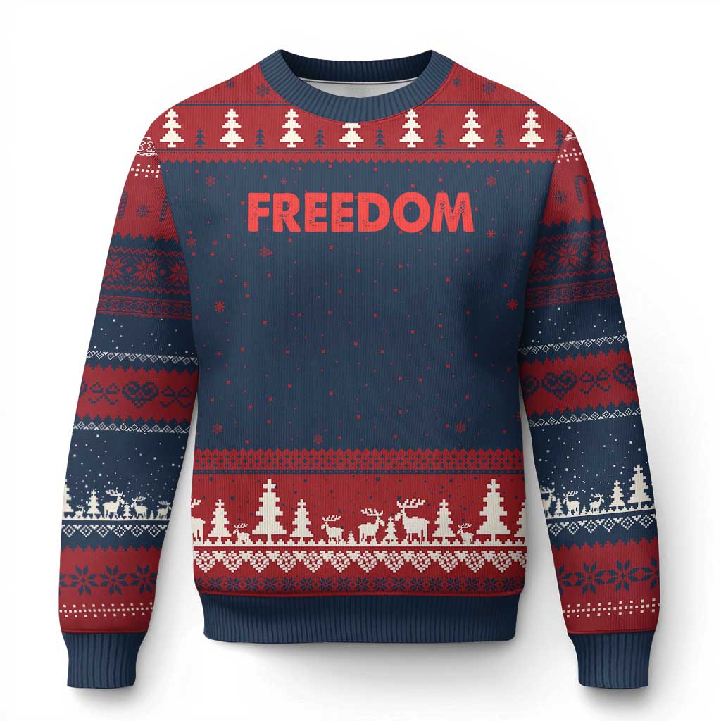 I'm Freedom Matching Couple Ugly Christmas Sweater Funny Patriotic Red White and Blue 4th of July