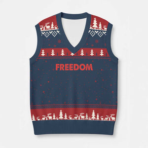 I'm Freedom Matching Couple V-Neck Knit Sweater Vest Funny Patriotic Red White and Blue 4th of July