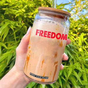 I'm Freedom Matching Couple Glass Can Funny Patriotic Red White and Blue 4th of July