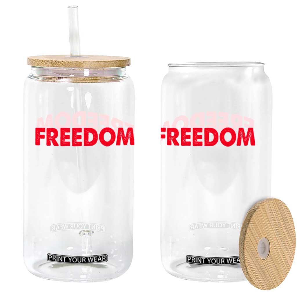 I'm Freedom Matching Couple Glass Can Funny Patriotic Red White and Blue 4th of July