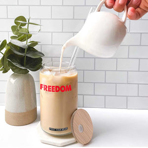 I'm Freedom Matching Couple Glass Can Funny Patriotic Red White and Blue 4th of July