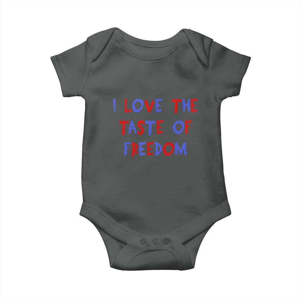 I Love The Taste Of Freedom Americana Matching Couple Baby Onesie Funny Patriotic Red White and Blue 4th of July TS02 Dark Heather Print Your Wear